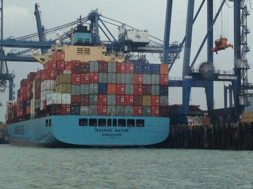 During their tour of the Panama Canal, Polk State travelers learned about the lock system. The locks raise and lower the water level in the canal, allowing barges loaded with shipping containers to clear the land beneath the water.